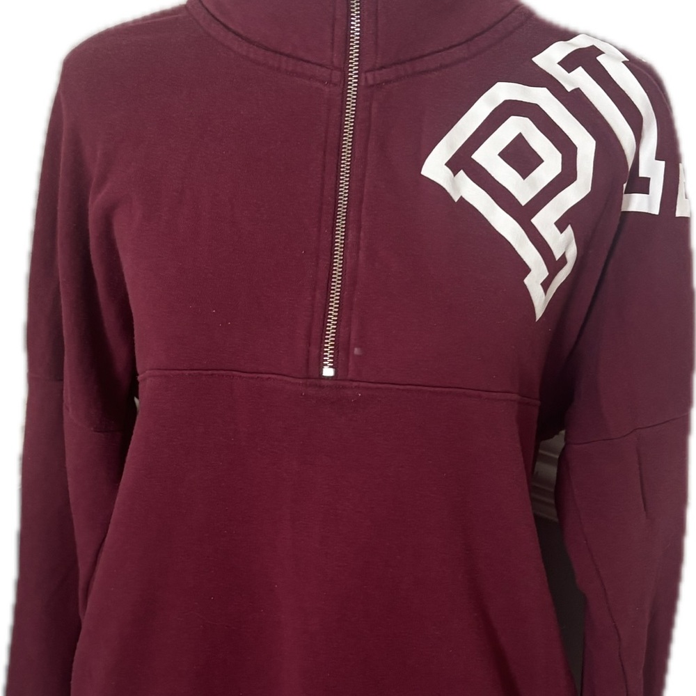 PINK Maroon Quarter-Zip Pullover Sweatshirt Size Medium